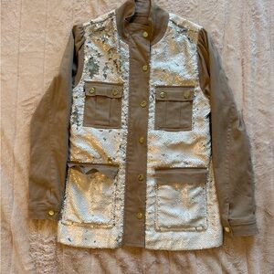 Boston Proper Beige Jacket with Sparkling Details